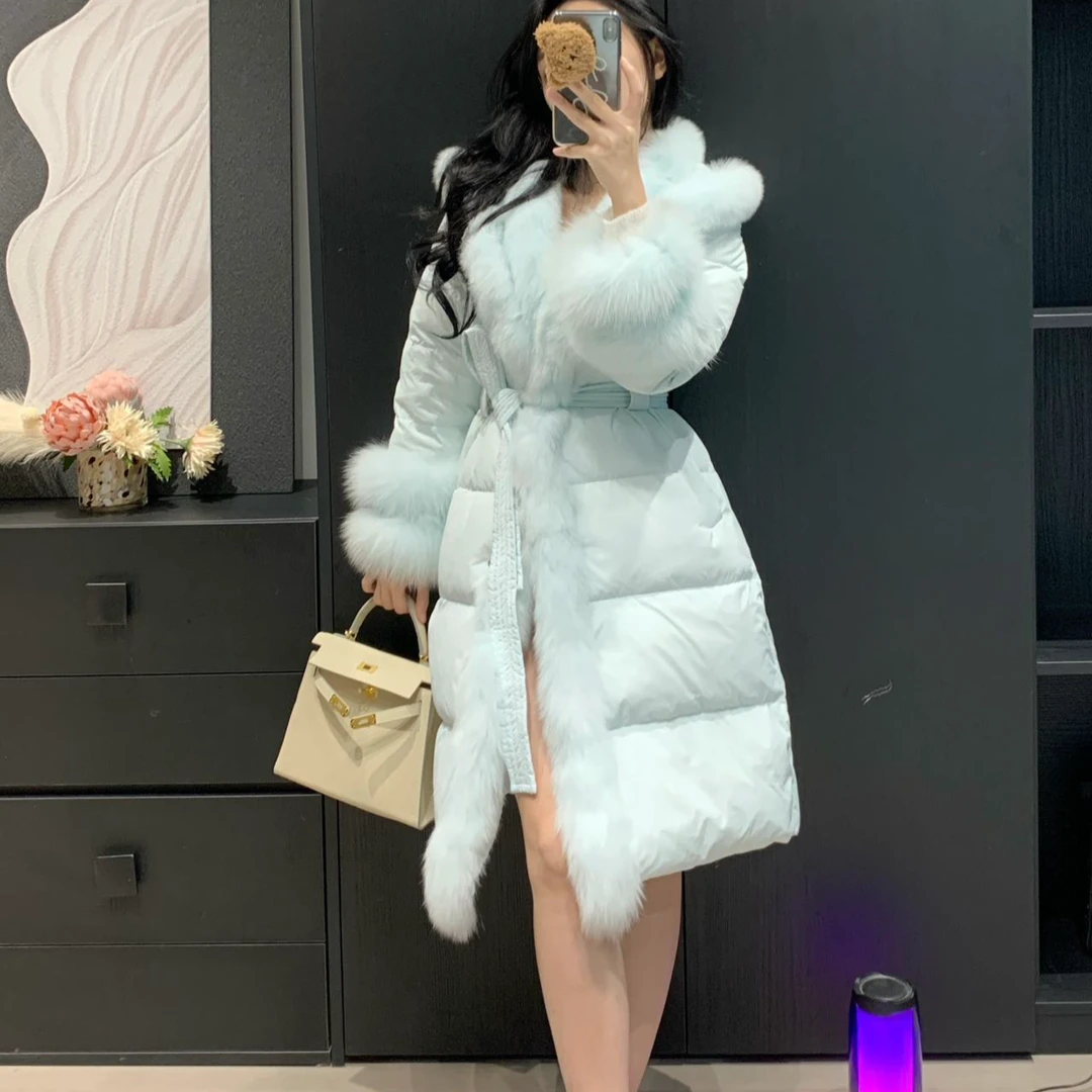 【小贵妇】2025新款狐狸毛领收腰显瘦洋气百搭羽绒服白鸭绒贵气时尚