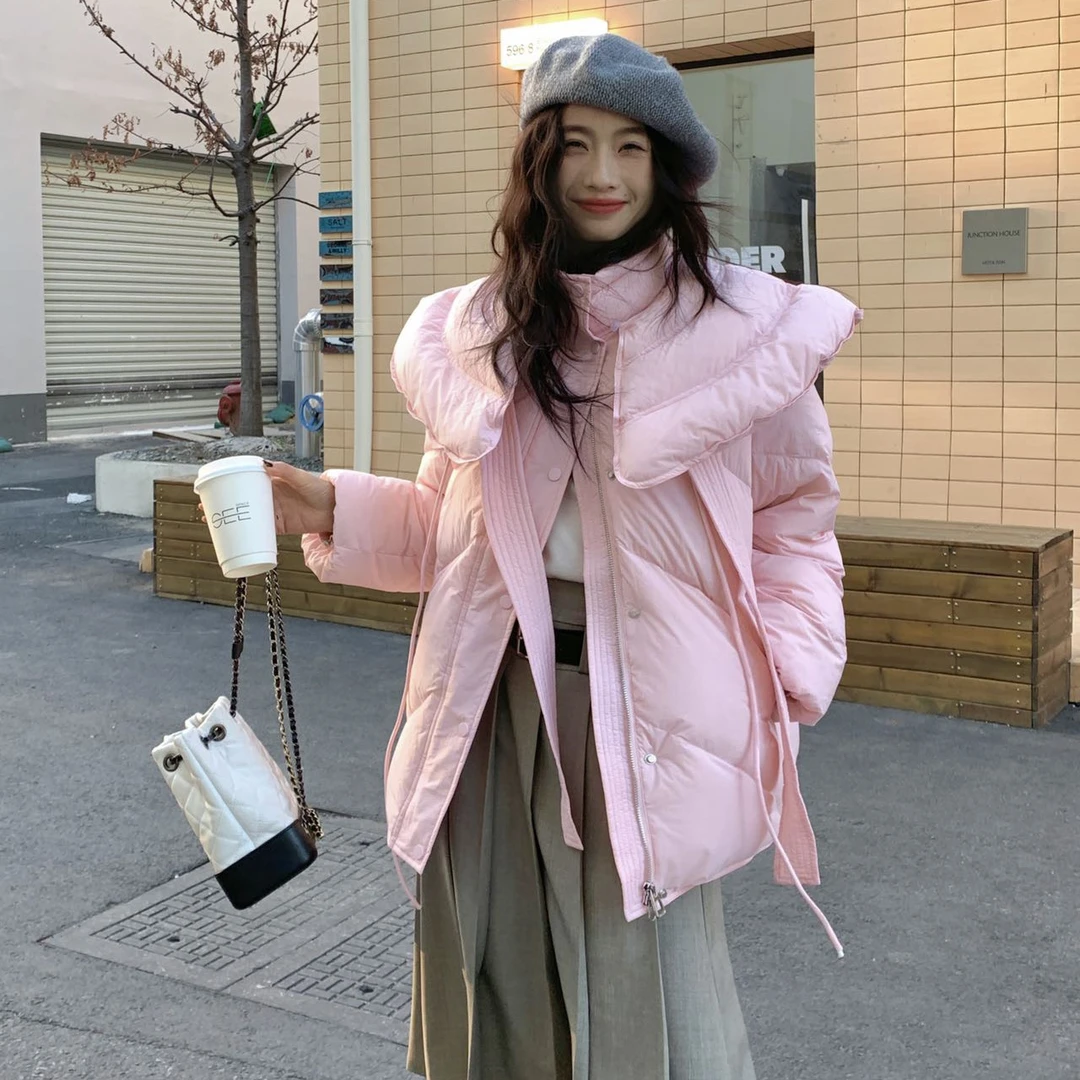 【云朵朵】娃娃领白鸭绒外套女厚款外套小个子女生韩版
