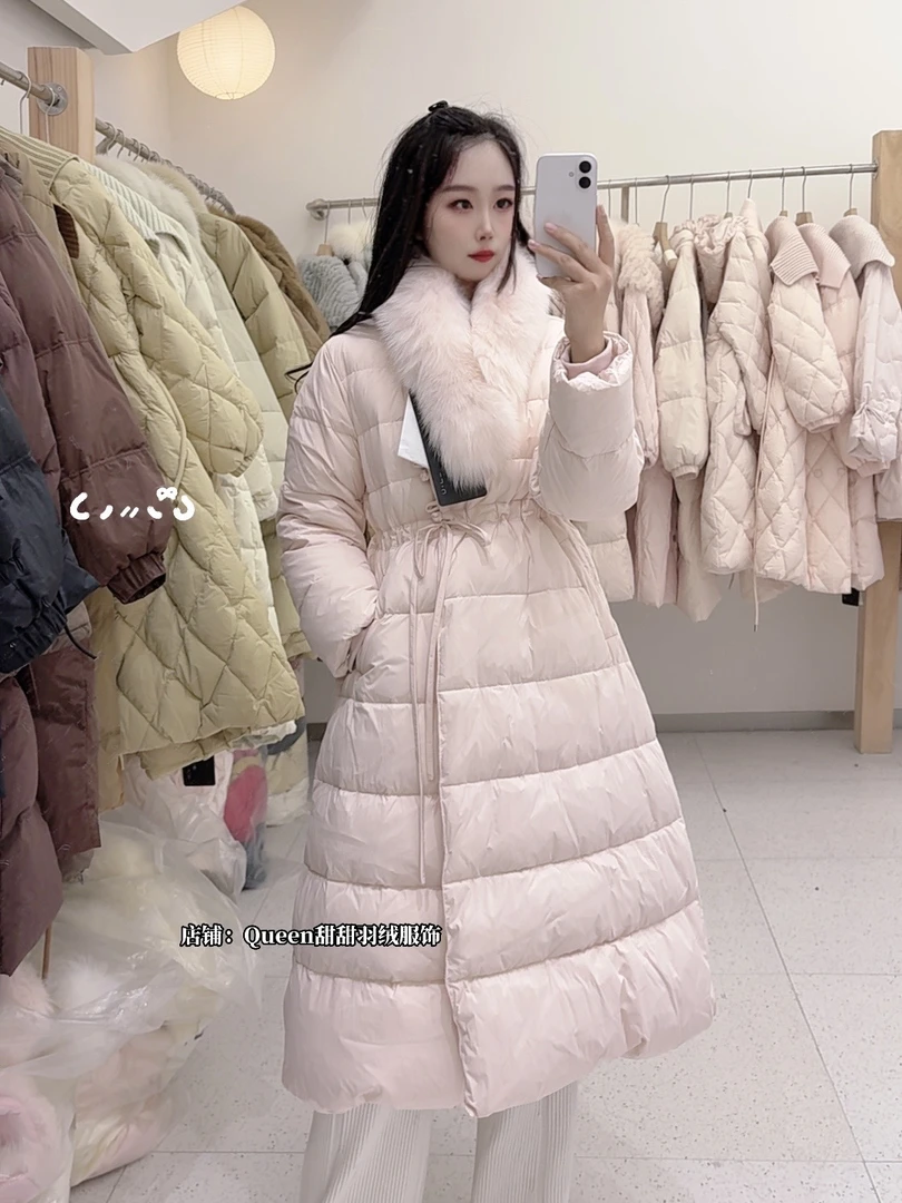 【江南水韵】新中式白鸭绒外套狐狸毛围脖高品质洋气真毛领