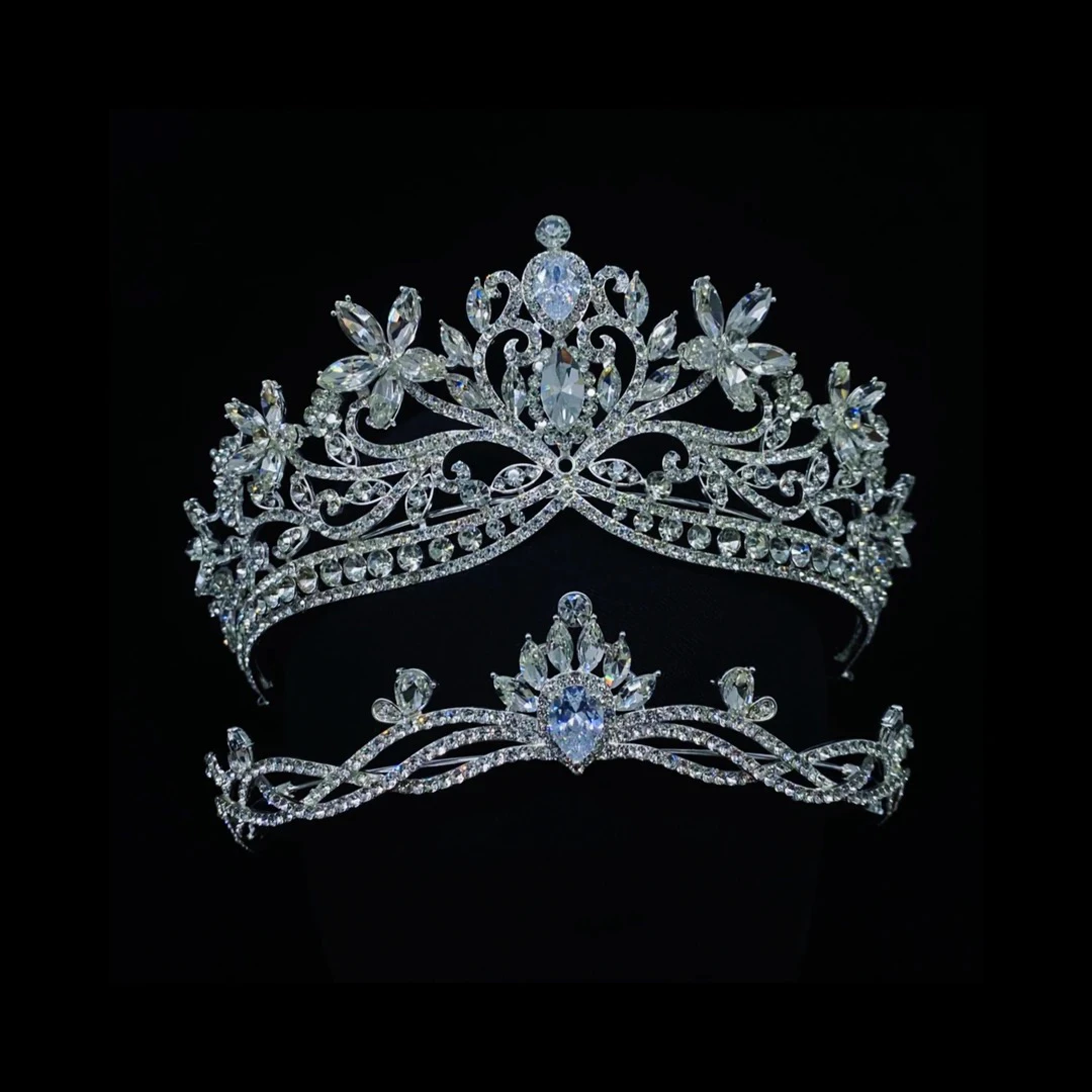 新款新娘皇冠大气奢华双层可拆卸重工公主王冠白纱主婚纱头饰发饰