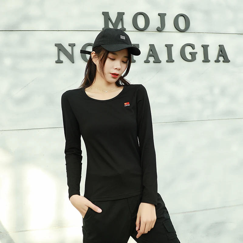 黑色长袖打底衫t恤女2023年新款潮小众设计感时尚修身户外休闲T恤