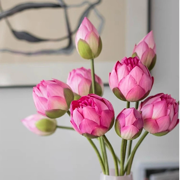 莲花假花花束摆件荷花仿真花摆设客厅上档次拍照道具房间装饰花