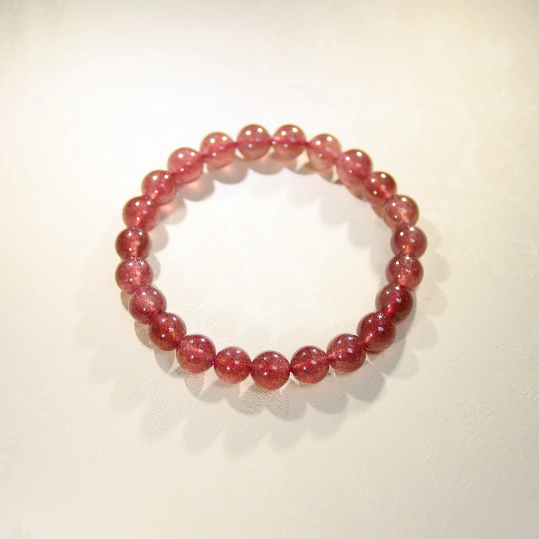 <素串>鸽血草莓晶星光卡8mm+石英质玉手串+