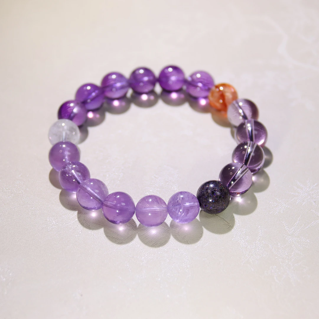 <九紫离火>紫水晶多宝卡9-10mm水晶手串+