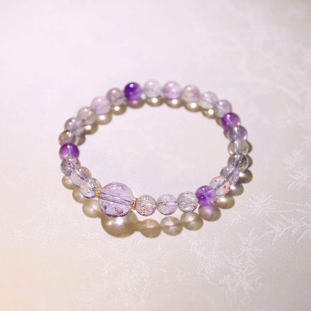 <紫菀>透体超七卡6-7mm水晶手串+