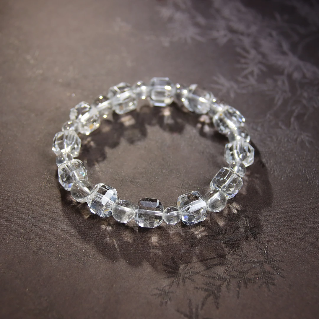<小方糖>巴西白水晶切面卡9-10mm水晶手串+