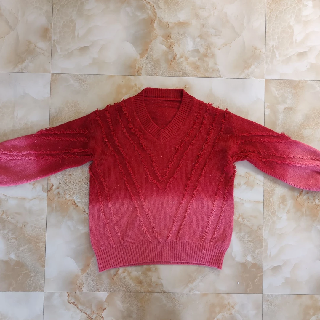 KYL 可依莱渐变色流苏V领毛衣DC9O0529