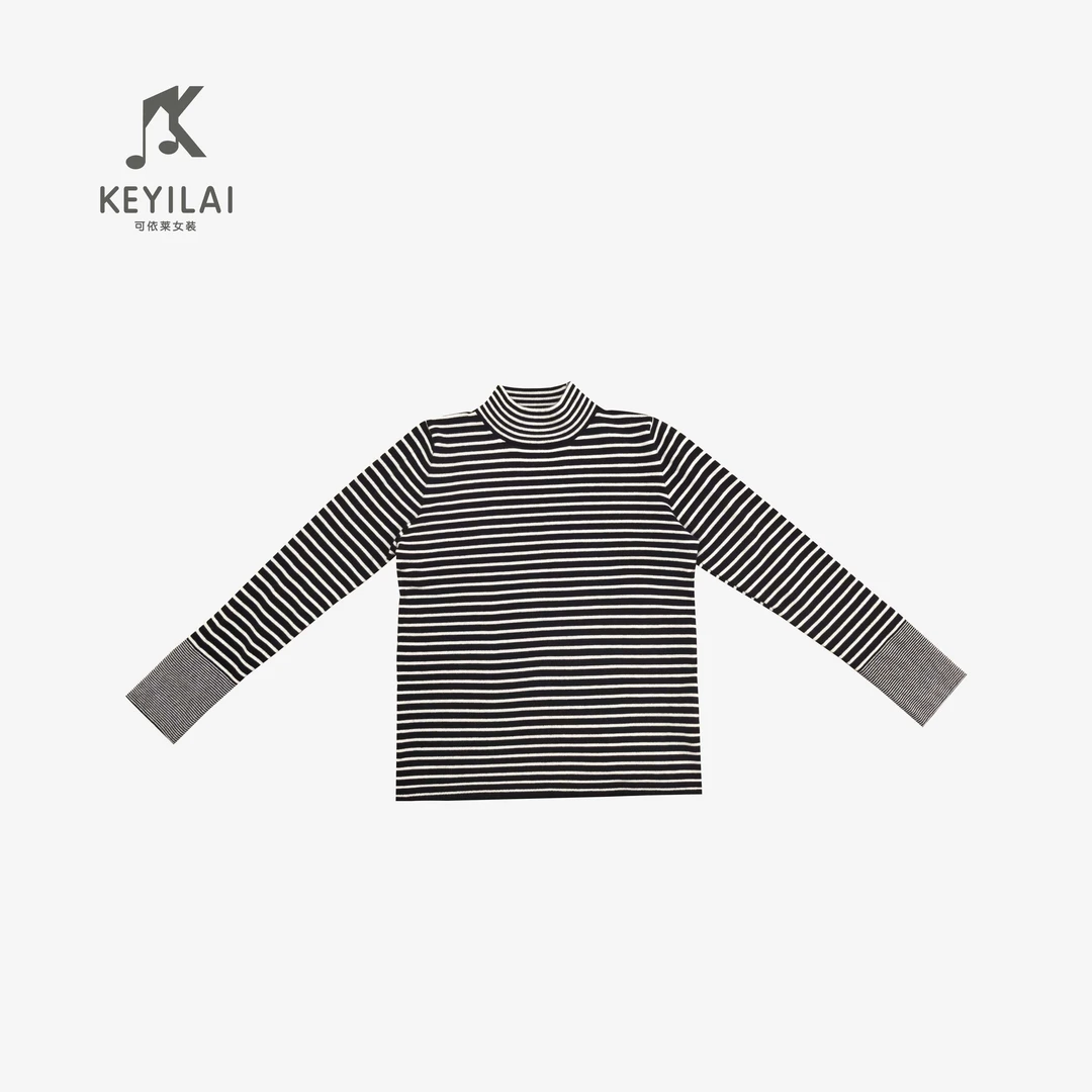 KYL可依莱-条纹打底衫内搭半高领毛衣DY5C1O0605