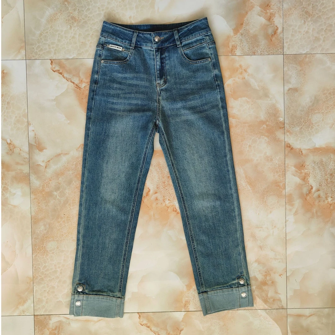 KYL可依莱-烟管牛仔裤高腰显瘦九分翻边直筒裤4C6U0205