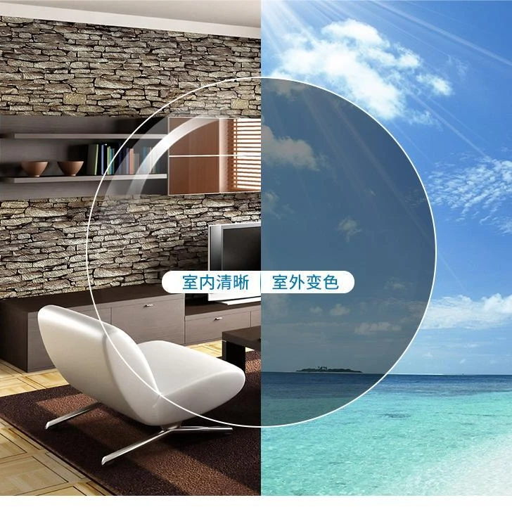 定制高清智能变色近视镜片变灰色变茶色非球面树脂镜片清晰耐磨