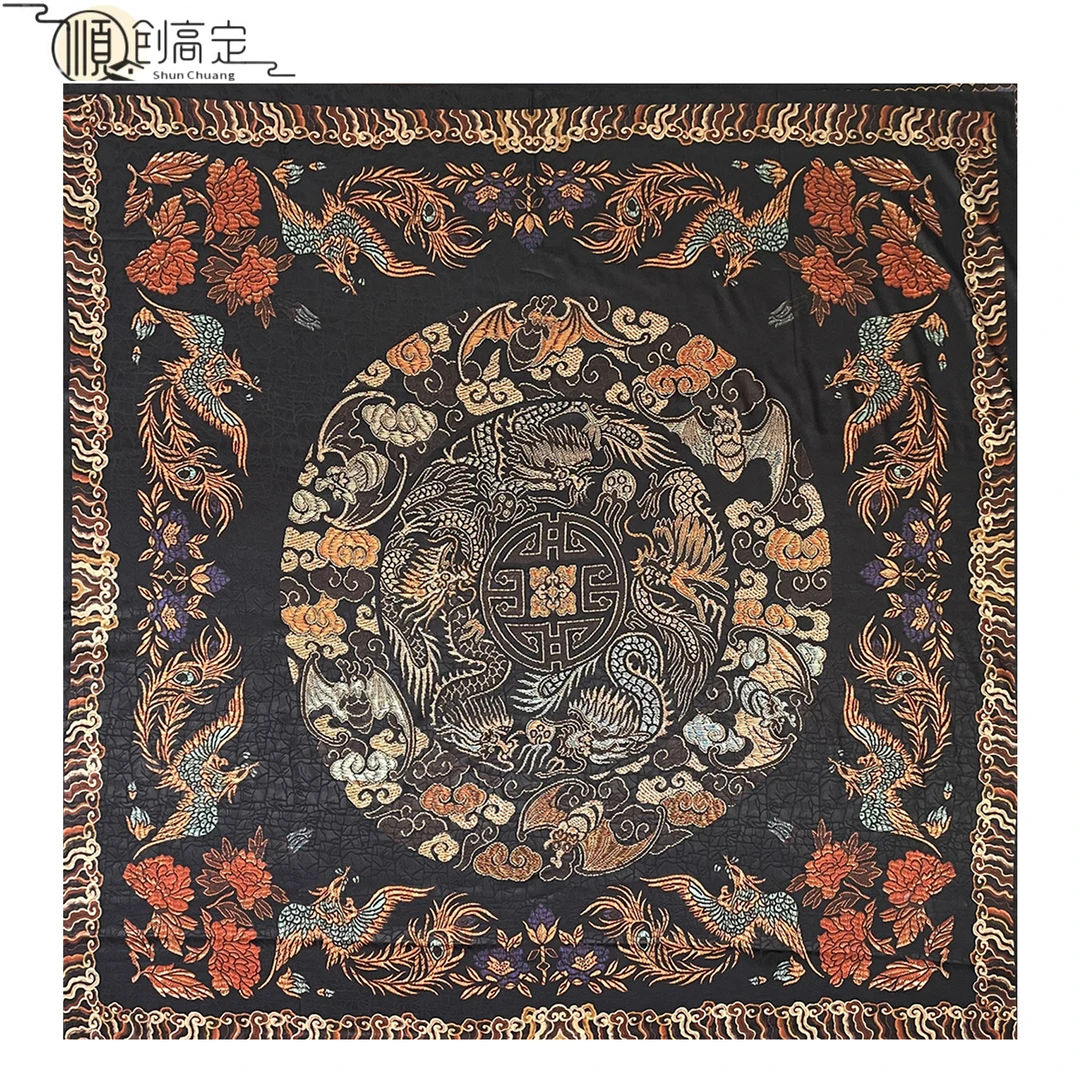 JZ169龙凤呈祥140*140花萝丝巾围巾轻奢气质大方披肩双面女士