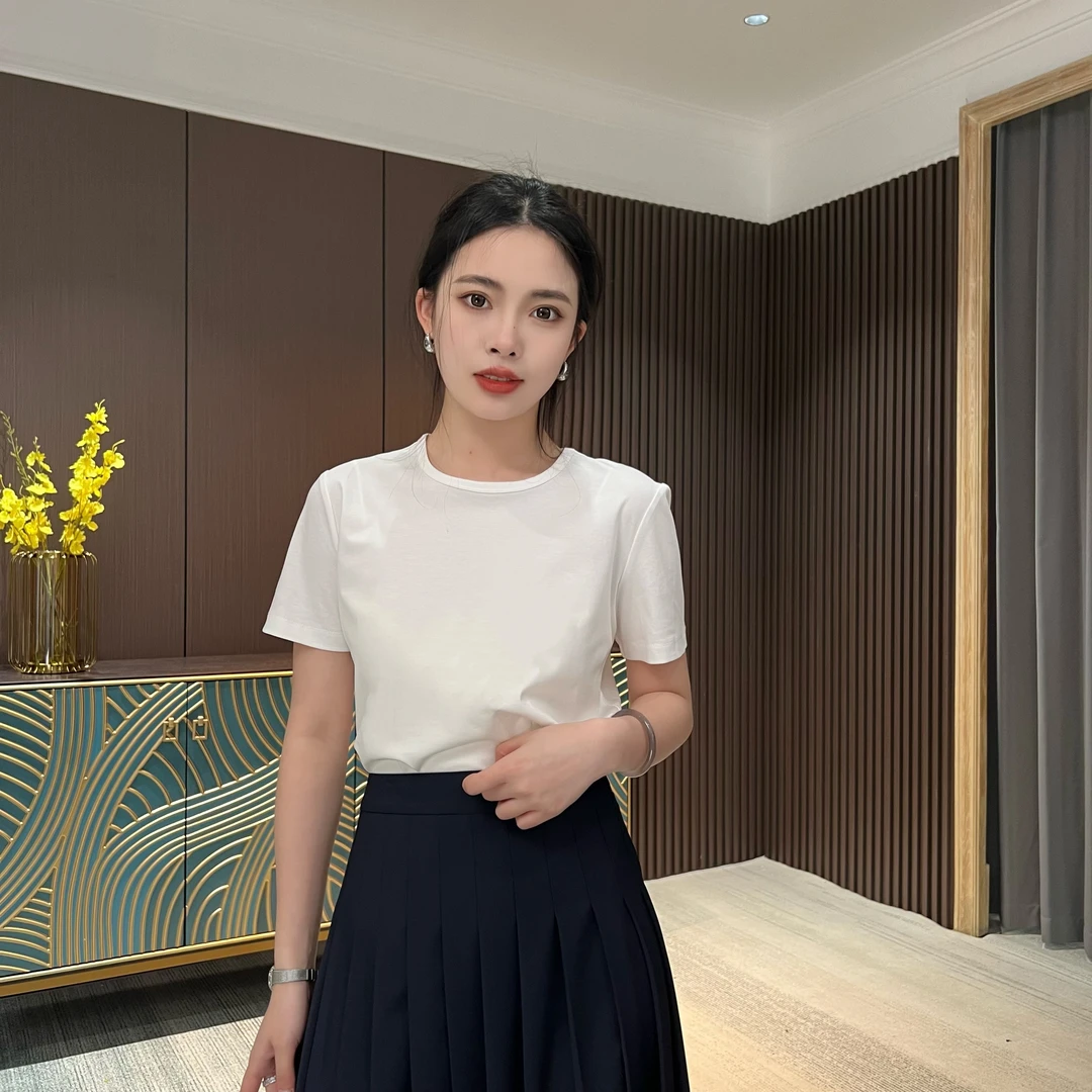 【100%丝光棉】禾家同步早春60高支简约时尚短袖T恤丝光棉上衣8755T