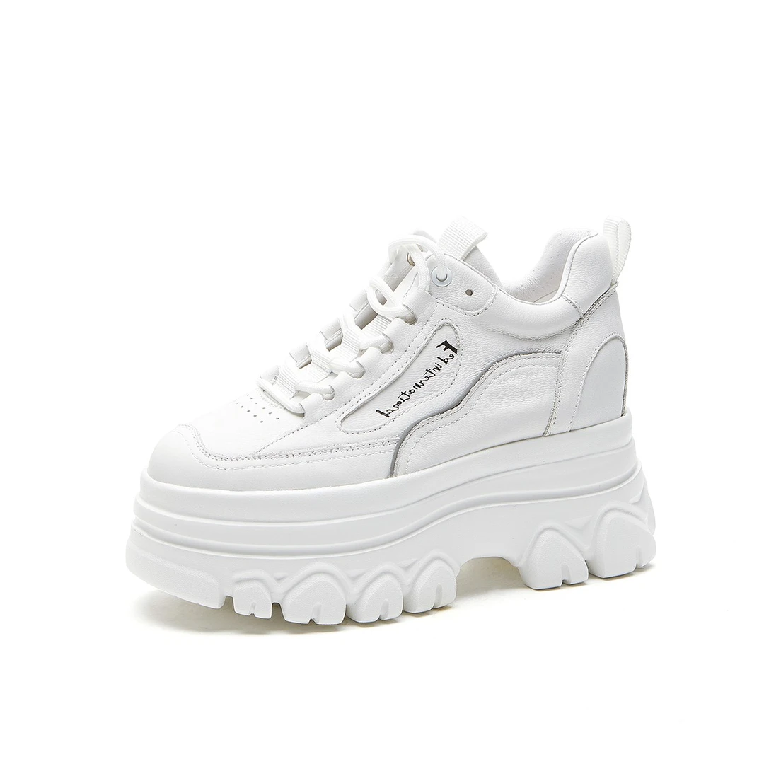 FED春季增高女鞋新款透气白鞋女百搭厚底松糕休闲鞋单鞋SGPP295C