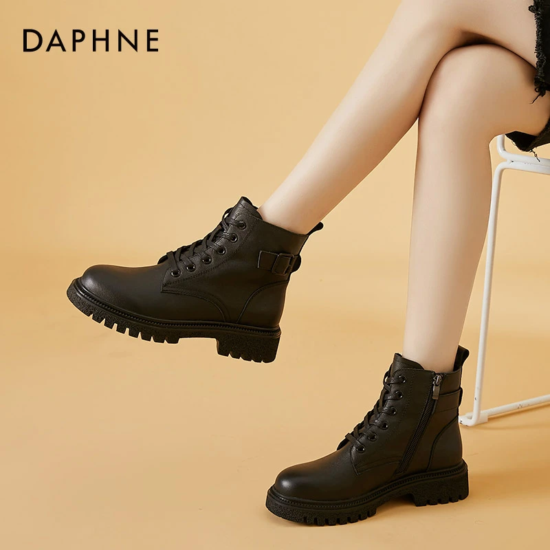 达芙妮马丁靴2025秋冬新品必备适用派对场合简约保暖舒适百搭女鞋
