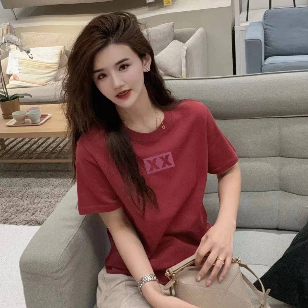 【细闪星光】纯棉正常版型 李西西时尚休闲百搭宽松短袖T恤