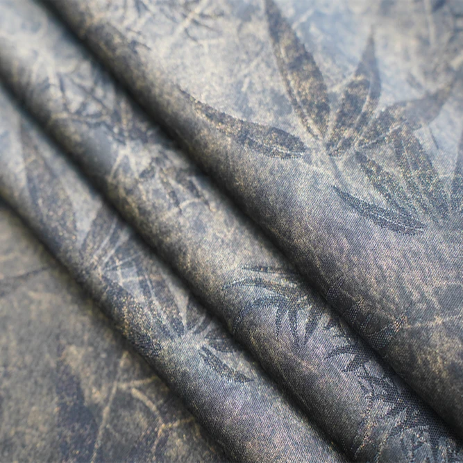 醋酸提花竹叶烫金面料弹力西装套装布料散剪面料不支持7天无理由