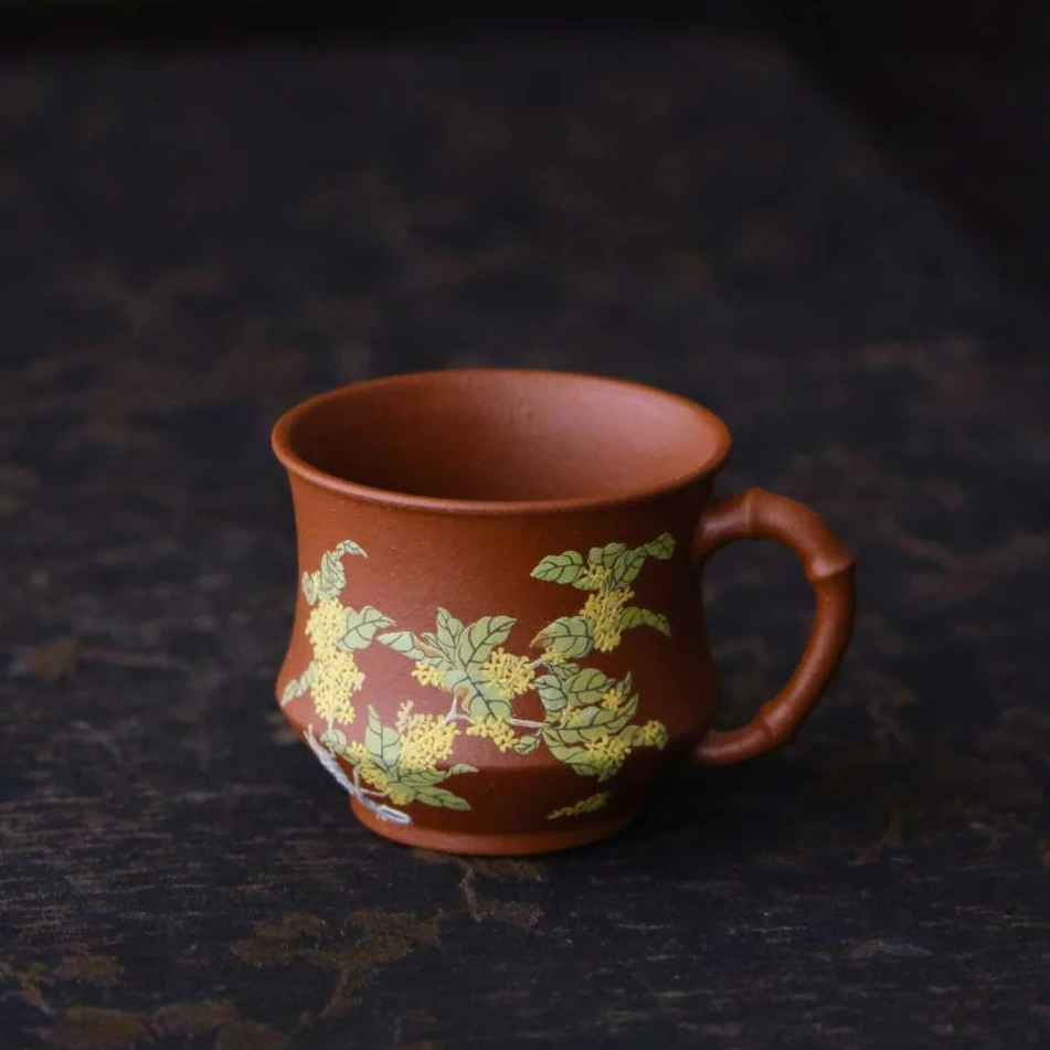 观一好物| 三千集·宜兴紫砂桂花把杯110ml手绘紫砂主人杯