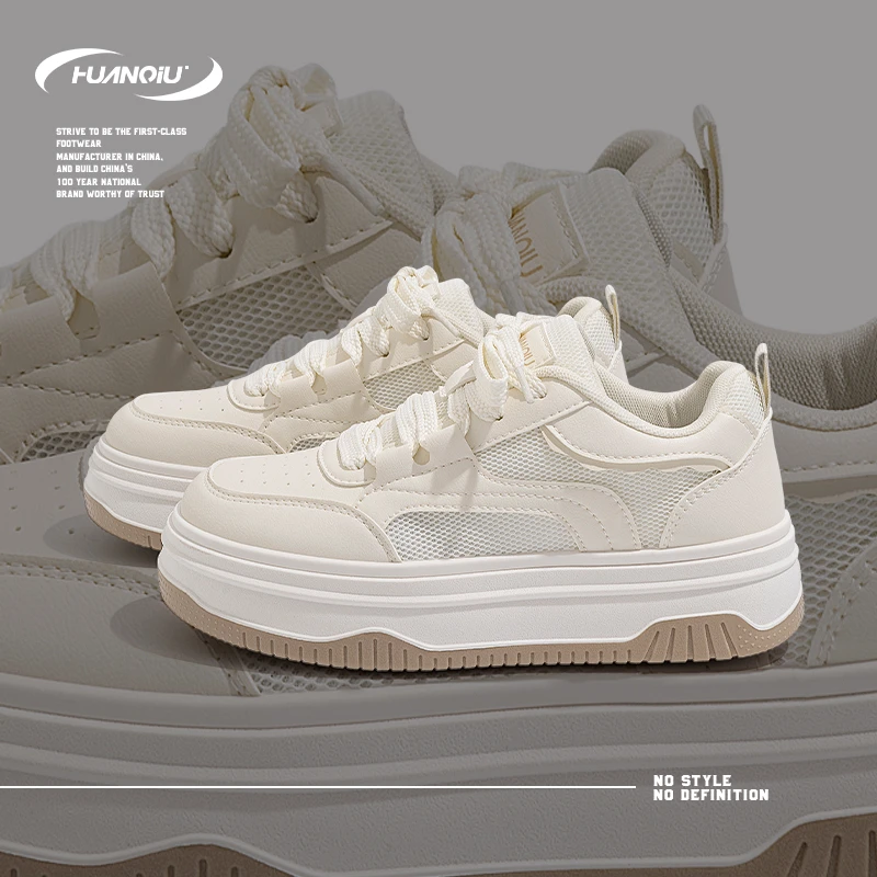 环球春季小白鞋女款爆款2025新款厚度增高网面女鞋运动透气板鞋女