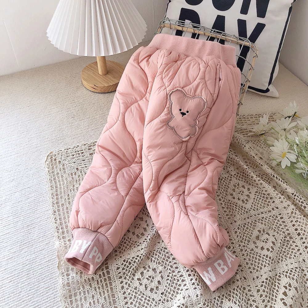 1052/1053蚕丝裤儿童女童男童卡通小熊蚕丝棉裤保暖秋冬甜美