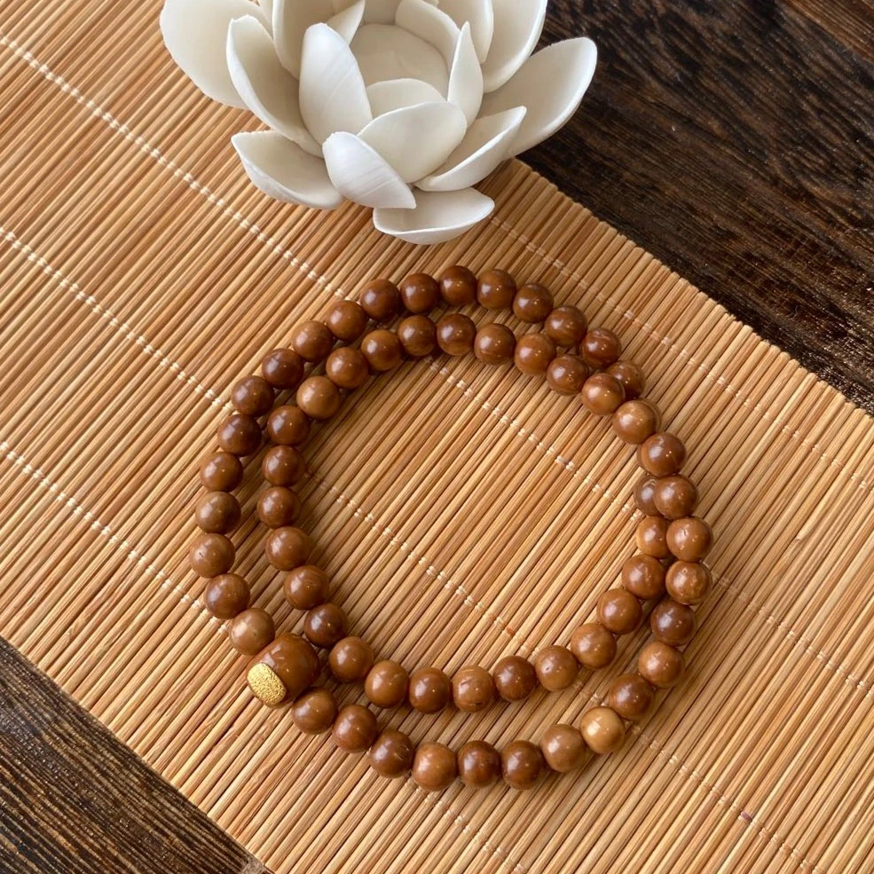 库克天然菩提根双圈老料手串手持念珠车挂包浆玉化文玩