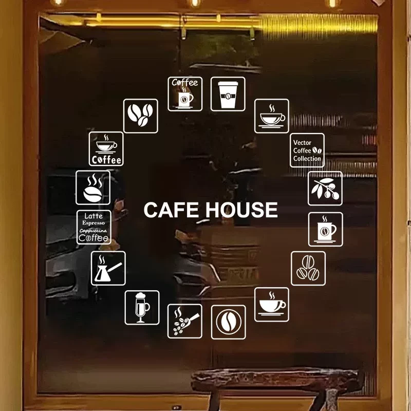 咖啡店coffee甜品店标志玻璃橱窗贴纸画西餐厅面包店个性装饰墙贴