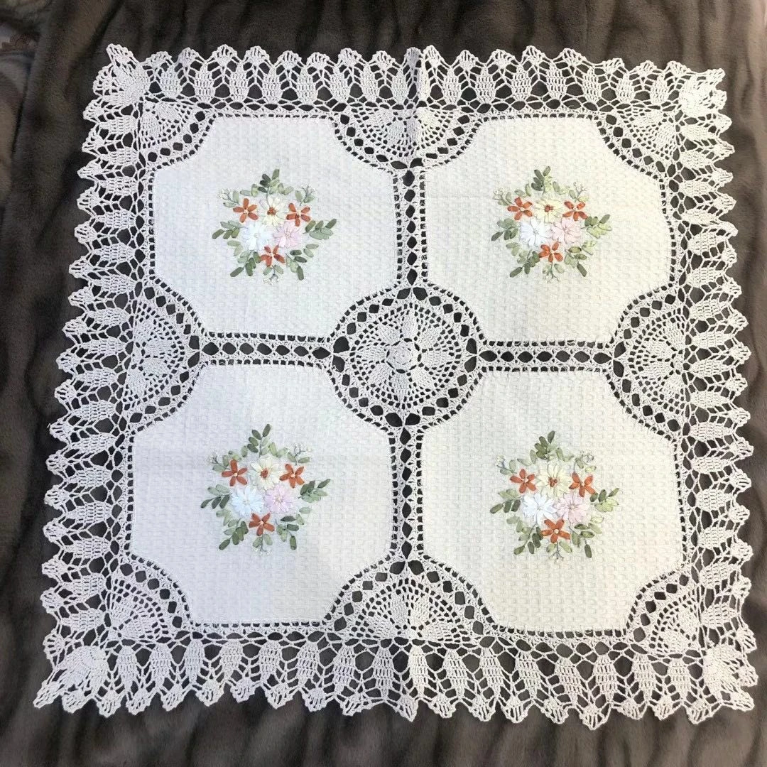 【新疆包邮】纯棉手工绣花家用餐桌台布茶几桌布90*90长方形桌布