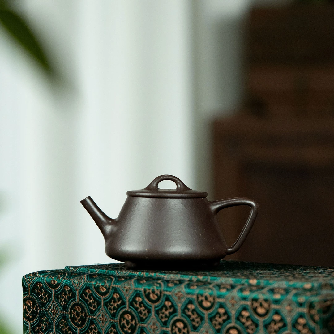 【利贞l士衡石瓢】原矿紫玉金砂约150cc 手工制 宜兴紫砂壶 茶具MFT