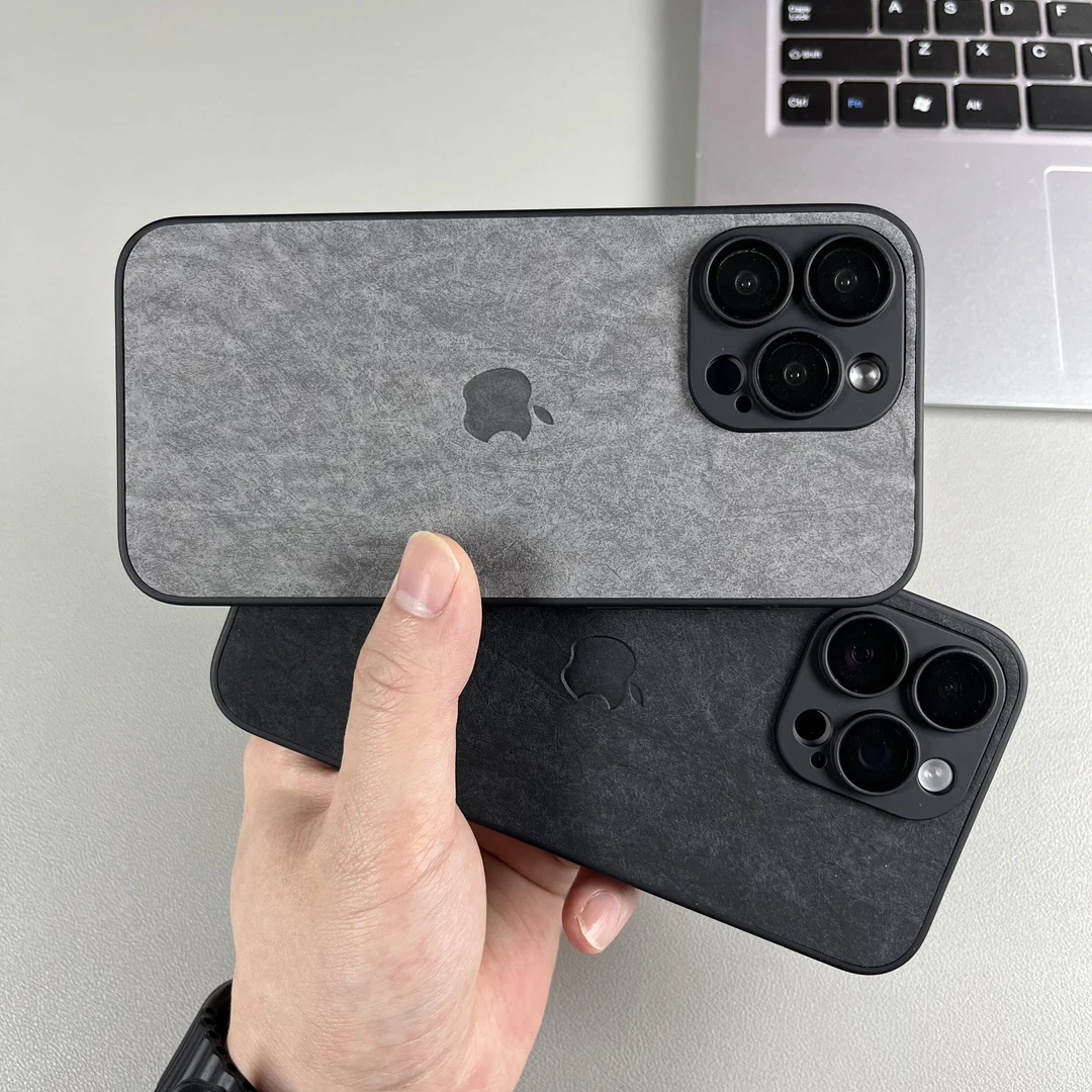 新款皮纹苹果15promax手机壳磨砂iPhone14pro带镜头膜13/12/11