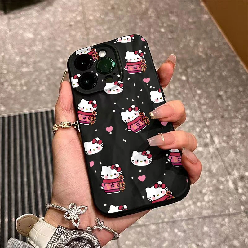 褶皱款满屏凯蒂猫适用苹果15手机壳iphone15promax防摔12/14/13/x