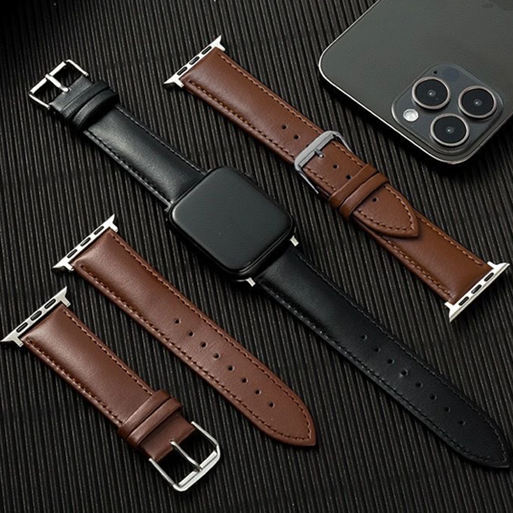 英伦风真皮表带iwatchs8s9SE4U4mm45mm49mmultra专用表带时尚简约