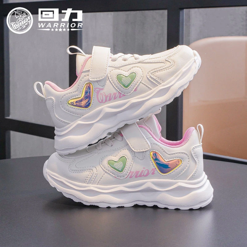 回力童鞋女童运动鞋2025春秋新款校园风软底跑步鞋魔术贴皮面防水