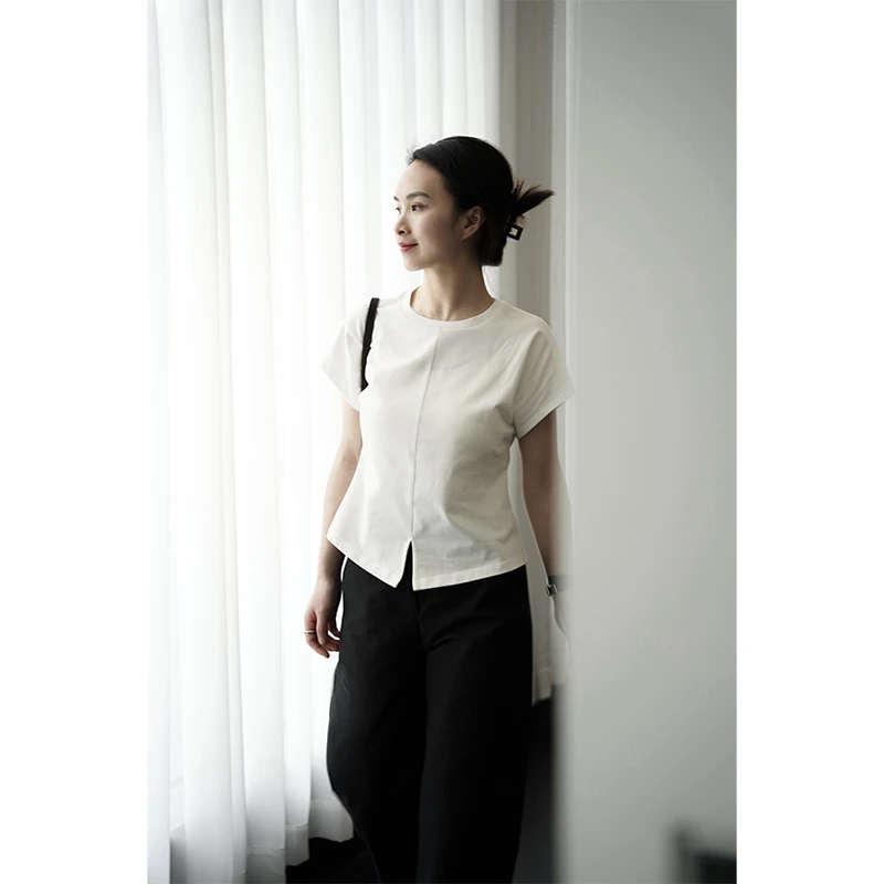 【MEINLY  CHEN】【绑带T】高端设计师款设计感显瘦T恤8824504