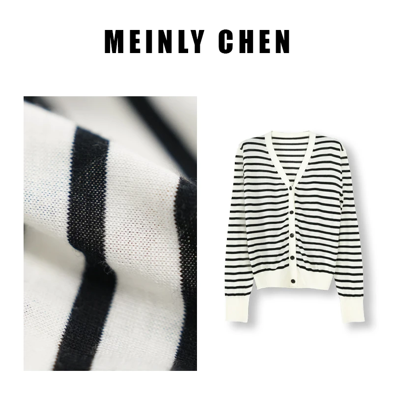 【MEINLY  CHEN】高端设计师款春秋显瘦时尚薄款长袖针织衫91476