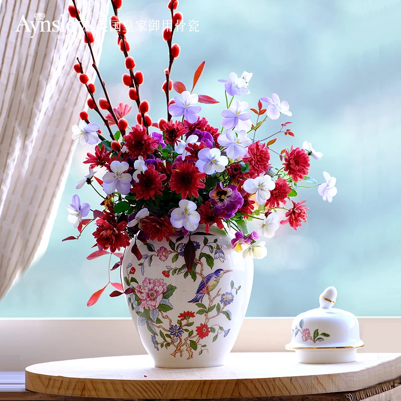 【专属】Aynsley安斯丽将军罐花瓶摆件英式骨瓷陶瓷茶叶盒大容量