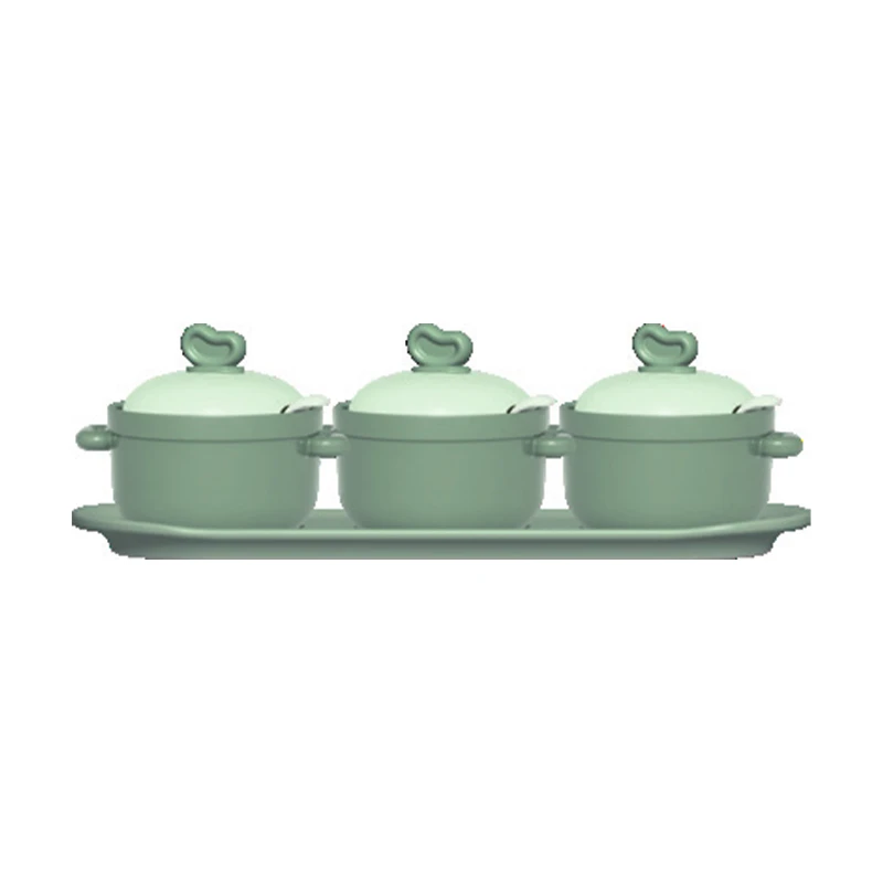 彩冠调料盒带盖套装调味罐家用陶瓷调料瓶盐罐可作炖盅油壶调料罐