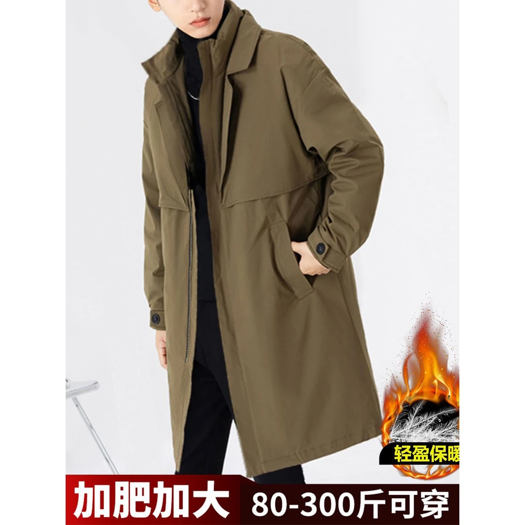 长款羽绒服冬季新款工装秋冬男中长款双层领羽绒服韩系痞帅保暖