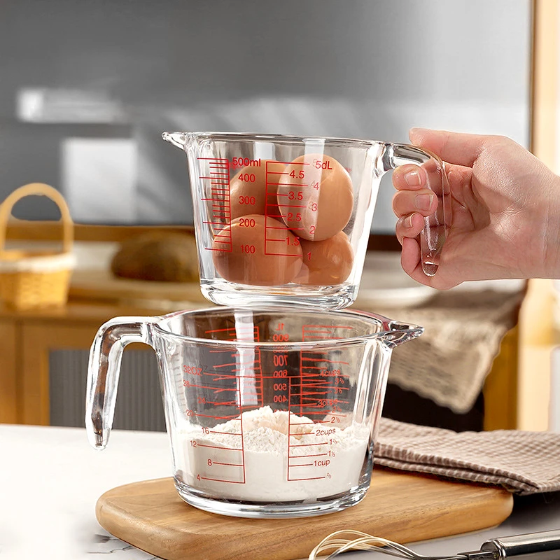 加厚耐热大容量玻璃牛奶杯刻度杯早餐杯烘培计量杯子可加热烘培