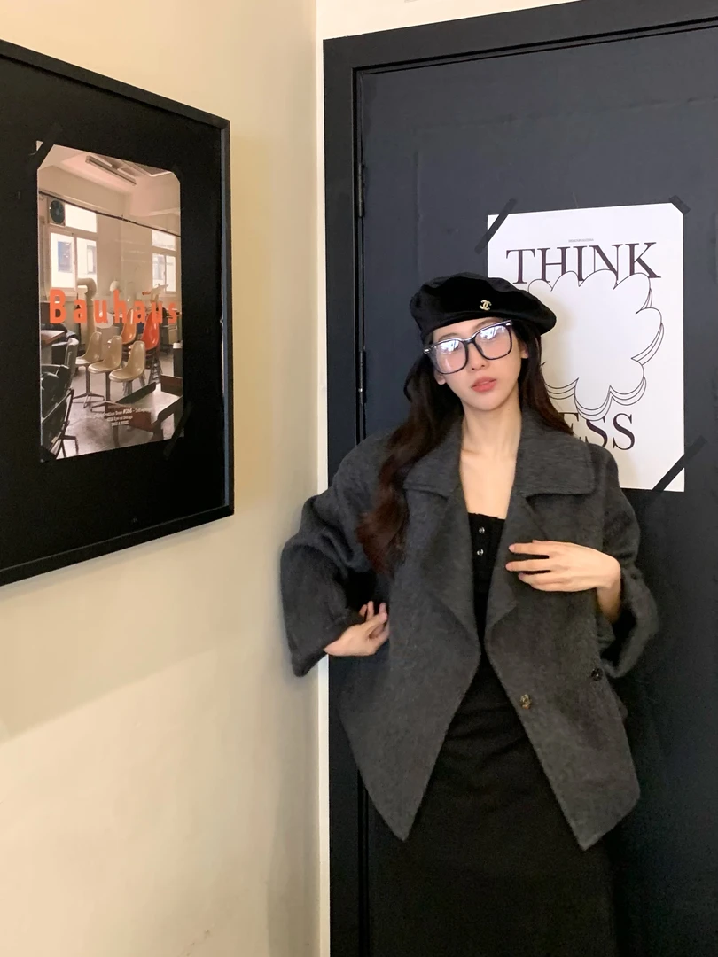 STS高定“慵懒周末”早春轻奢短款气质冬季时尚韩版百搭款大衣