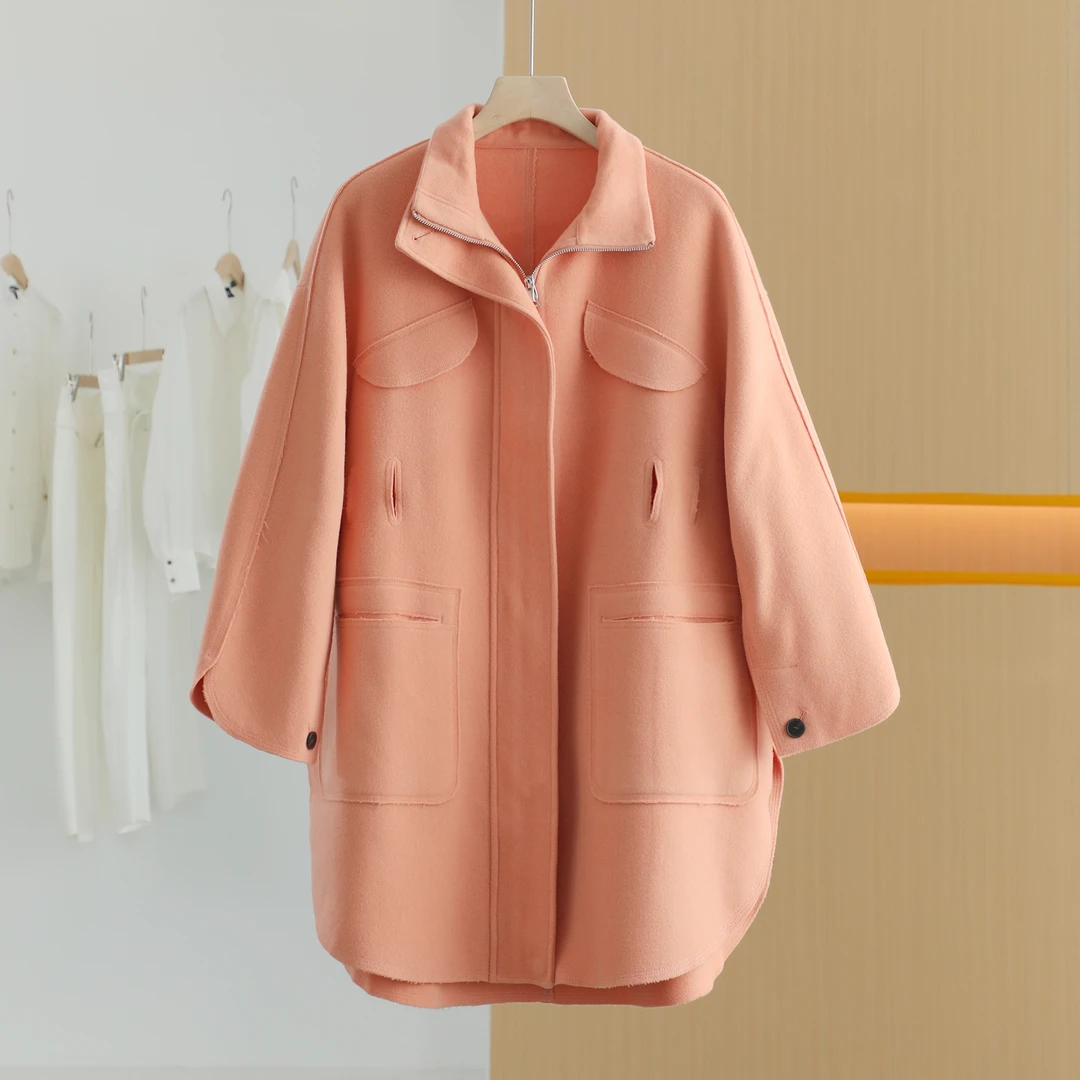 【唐长老自营】货号40226女装新款毛呢外套B72-11双面呢大衣春秋