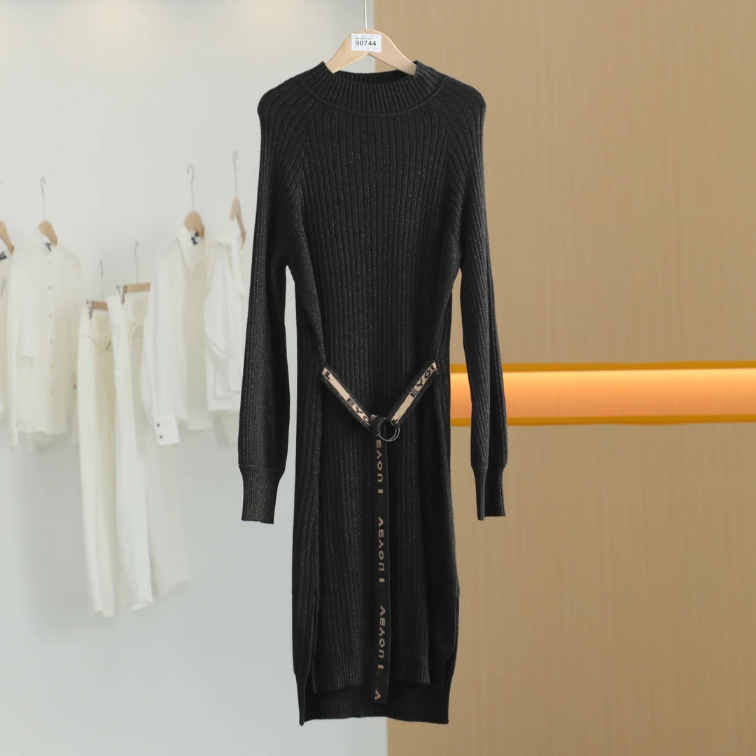 【唐长老自营】货号90744女装新款针织衫连衣裙A70-11黑色修身