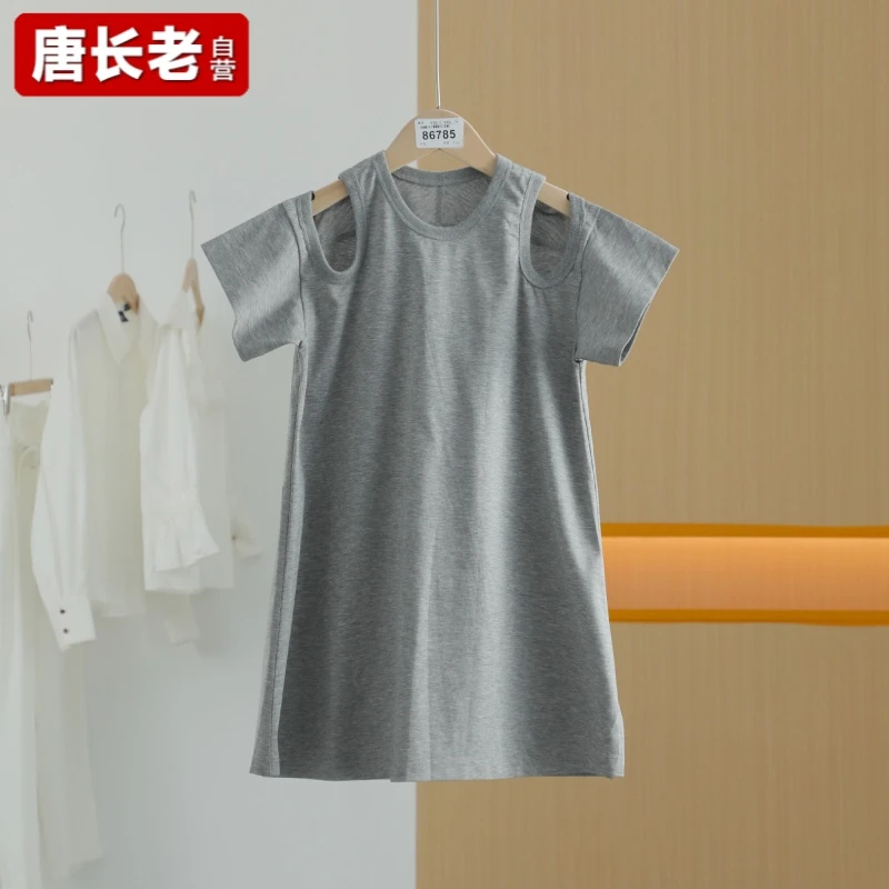 【唐长老自营】货号86785童装新款露肩设计感短袖连衣裙JTZ