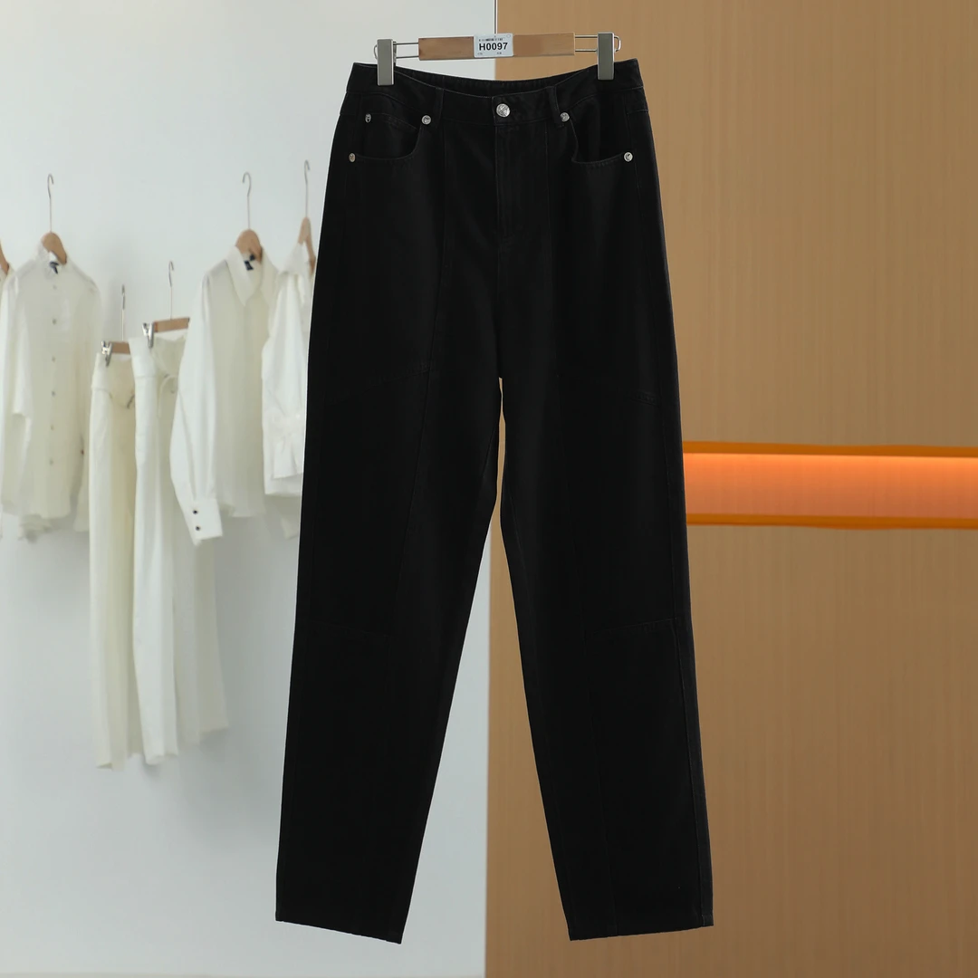 【唐长老自营】货号H0097女装新款黑色直筒牛仔裤HBL