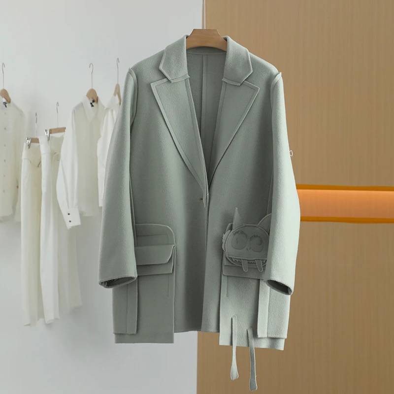 【唐长老自营】货号H1117冬新款小众设计感毛呢外套H