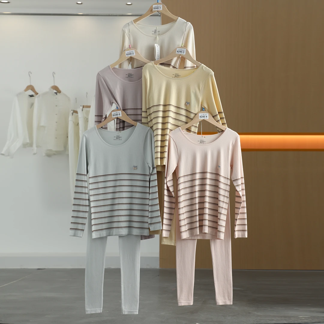 【唐长老自营】8240-1/2/3/4/5保暖有型条纹绵柔亲肤衣套装