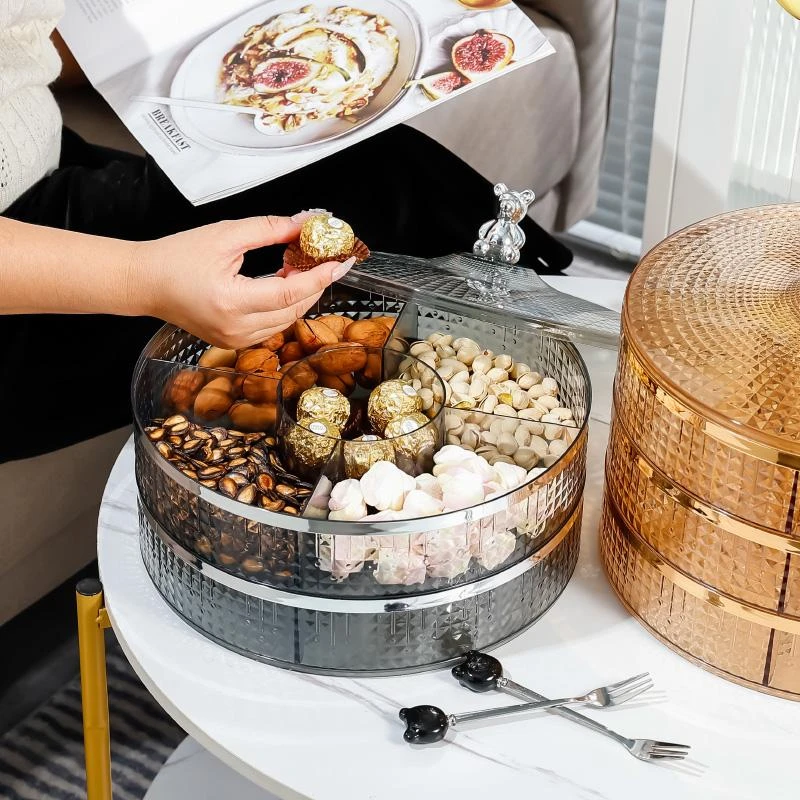 轻奢果盘家用客厅茶几糖果盘瓜子盘零食盘高级感水果盘分格干果盒
