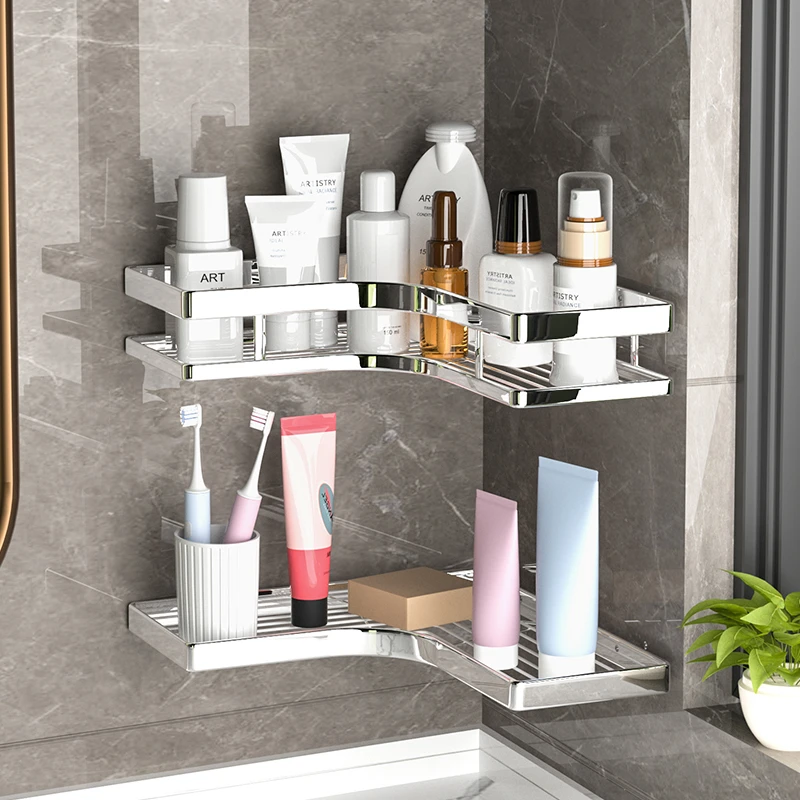 三角置物架浴室转角置物架壁挂式卫生间置物架壁挂免打孔厨房免钉