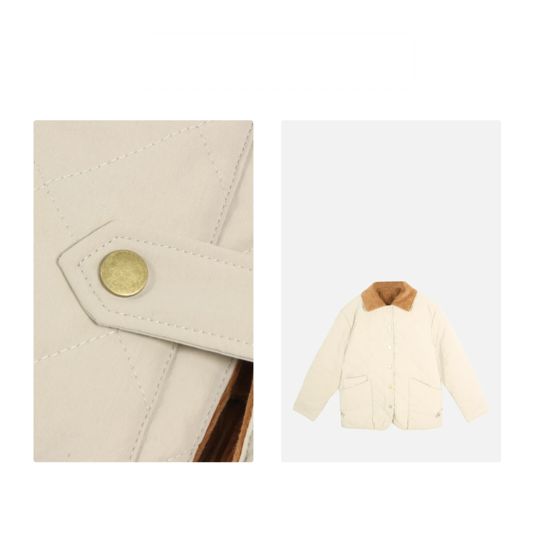 凯特丝蓓736#两面可穿！复古设计感别致棉服时髦宽松卡其色外套