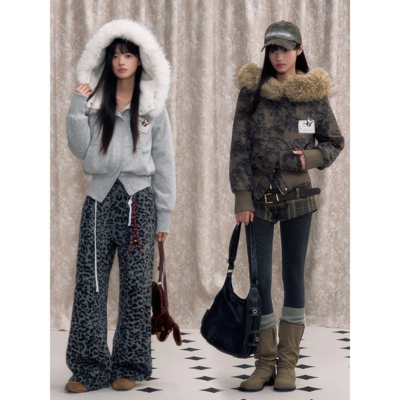 Soote Season 原创韩系毛绒内胆连帽加厚加绒拉链毛领休闲外套女