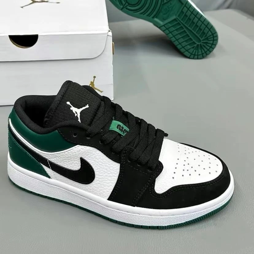 Air Jordan 1 Low AJ1 黑绿脚趾潮流女鞋低帮篮球鞋GS 553560-113