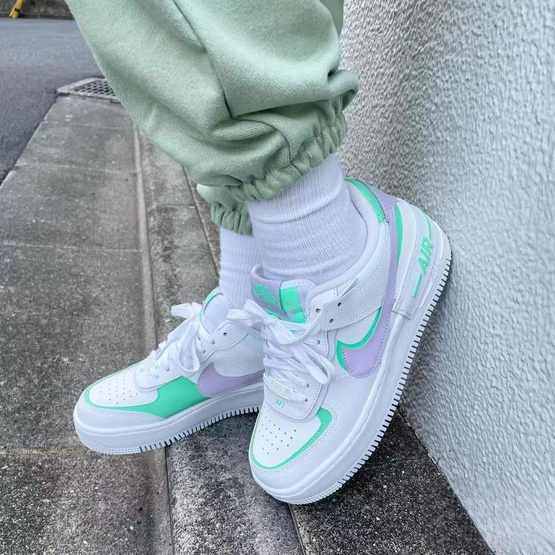 Nike Air Force 1 low Shadow  AF1 增高白绿色运动鞋 CU8591-103
